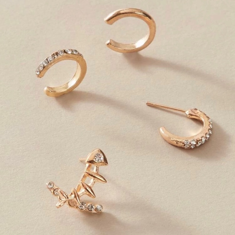 4PCs Rhinestone Decor-Cuff Earring - Picture 2 of 3